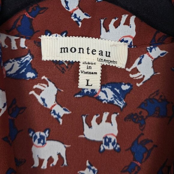 Monteau Dog Print Front Tie Blouse - Picture 6 of 10